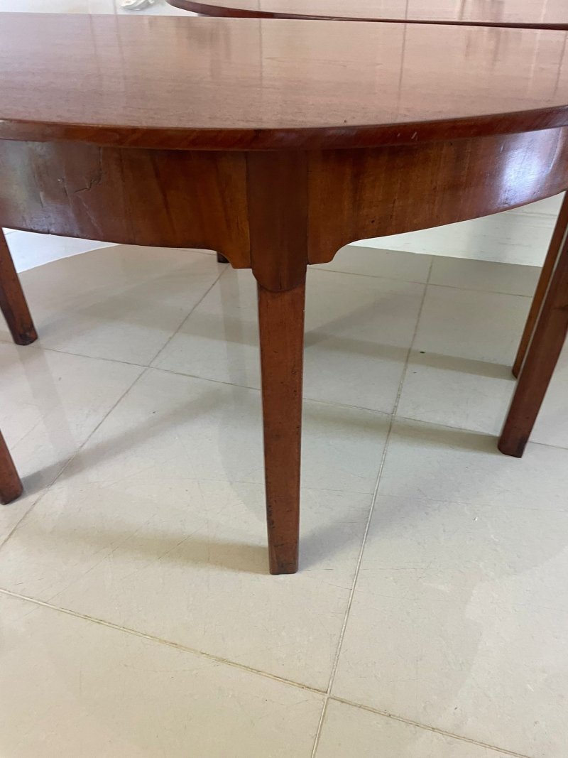 Large Pair of Antique George III Quality Figured Mahogany Demi Lune Shaped Console Tables - Image 9